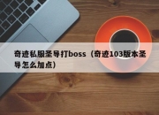 奇迹私服圣导打boss（奇迹103版本圣导怎么加点）